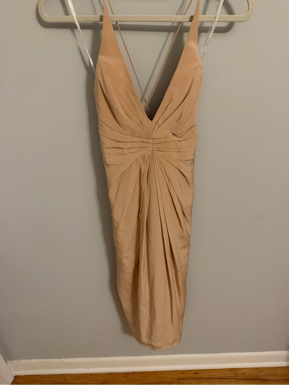 Zimmermann Nude Plunge Ruched Midi Dress